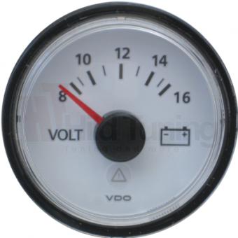 VDO Viewline Voltmeter 8 - 16 Volt weiß 